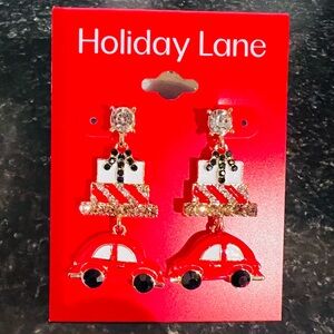 Present & Car Festive Drop Earrings NWT